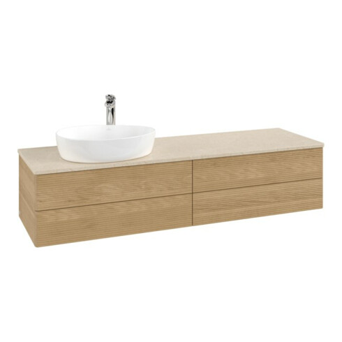 V&B Waschtischunterschrank mit Frontstruktur -Beleuchtung Antao 160x50cm, HL, WBP-farbe botti., hon. Oa