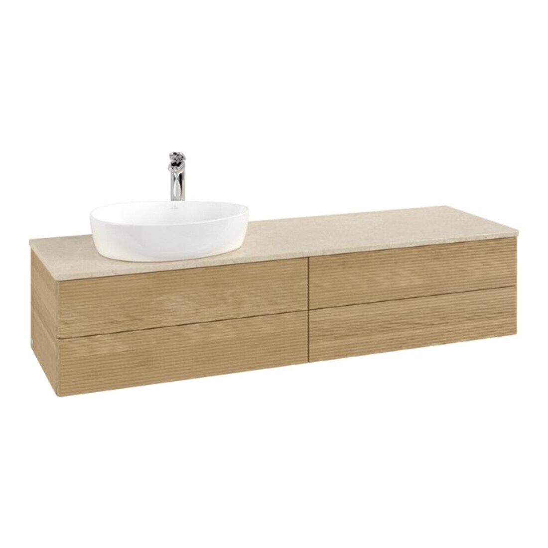 V&B Waschtischunterschrank mit Frontstruktur -Beleuchtung Antao 160x50cm, HL, WBP-farbe botti., hon. Oa