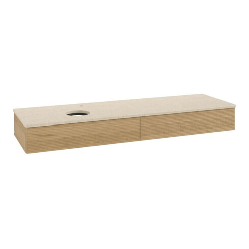 V&B Waschtischunterschrank mit Frontstruktur -Beleuchtung Antao 160x50cm, HL, WBP-farbe botti., hon. Oa