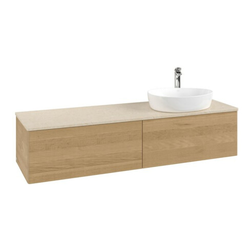 V&B Waschtischunterschrank mit Frontstruktur -Beleuchtung Antao 160x50cm, HL, WBP-farbe botti., hon. Oa