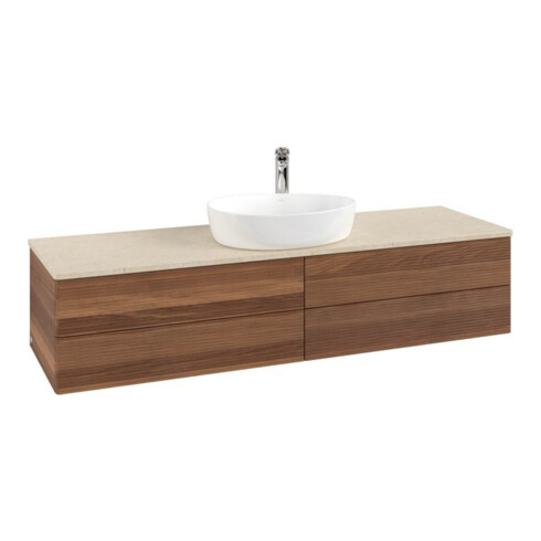 V&B Waschtischunterschrank mit Frontstruktur -Beleuchtung Antao 160x50cm, HL, WBP-farbe botti., w. wal