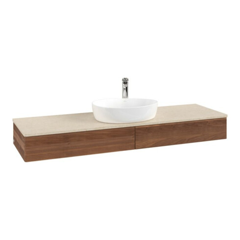 V&B Waschtischunterschrank mit Frontstruktur -Beleuchtung Antao 160x50cm, HL, WBP-farbe botti., w. wal