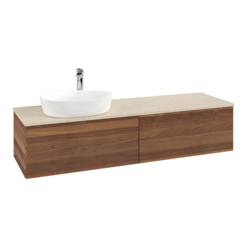 V&B Waschtischunterschrank mit Frontstruktur -Beleuchtung Antao 160x50cm, HL, WBP-farbe botti., w. wal