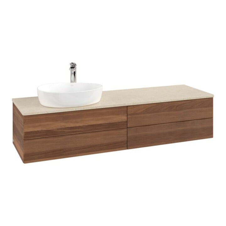 V&B Waschtischunterschrank mit Frontstruktur -Beleuchtung Antao 160x50cm, HL, WBP-farbe botti., w. wal