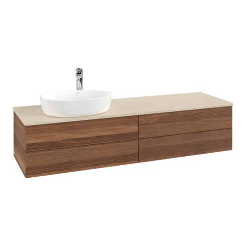 V&B Waschtischunterschrank mit Frontstruktur -Beleuchtung Antao 160x50cm, HL, WBP-farbe botti., w. wal