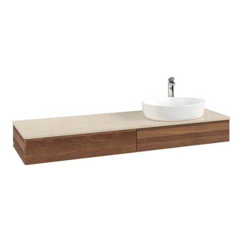 V&B Waschtischunterschrank mit Frontstruktur -Beleuchtung Antao 160x50cm, HL, WBP-farbe botti., w. wal