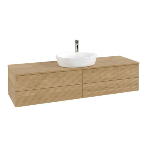 V&B Waschtischunterschrank mit Frontstruktur -Beleuchtung Antao 160x50cm, HL, WBP-farbe hon. Oa, hon. Oa