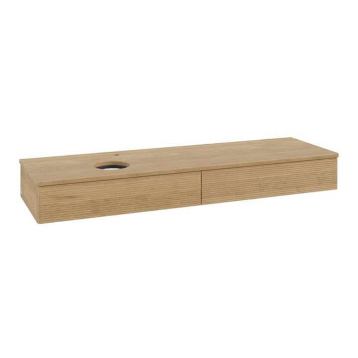 V&B Waschtischunterschrank mit Frontstruktur -Beleuchtung Antao 160x50cm, HL, WBP-farbe hon. Oa, hon. Oa