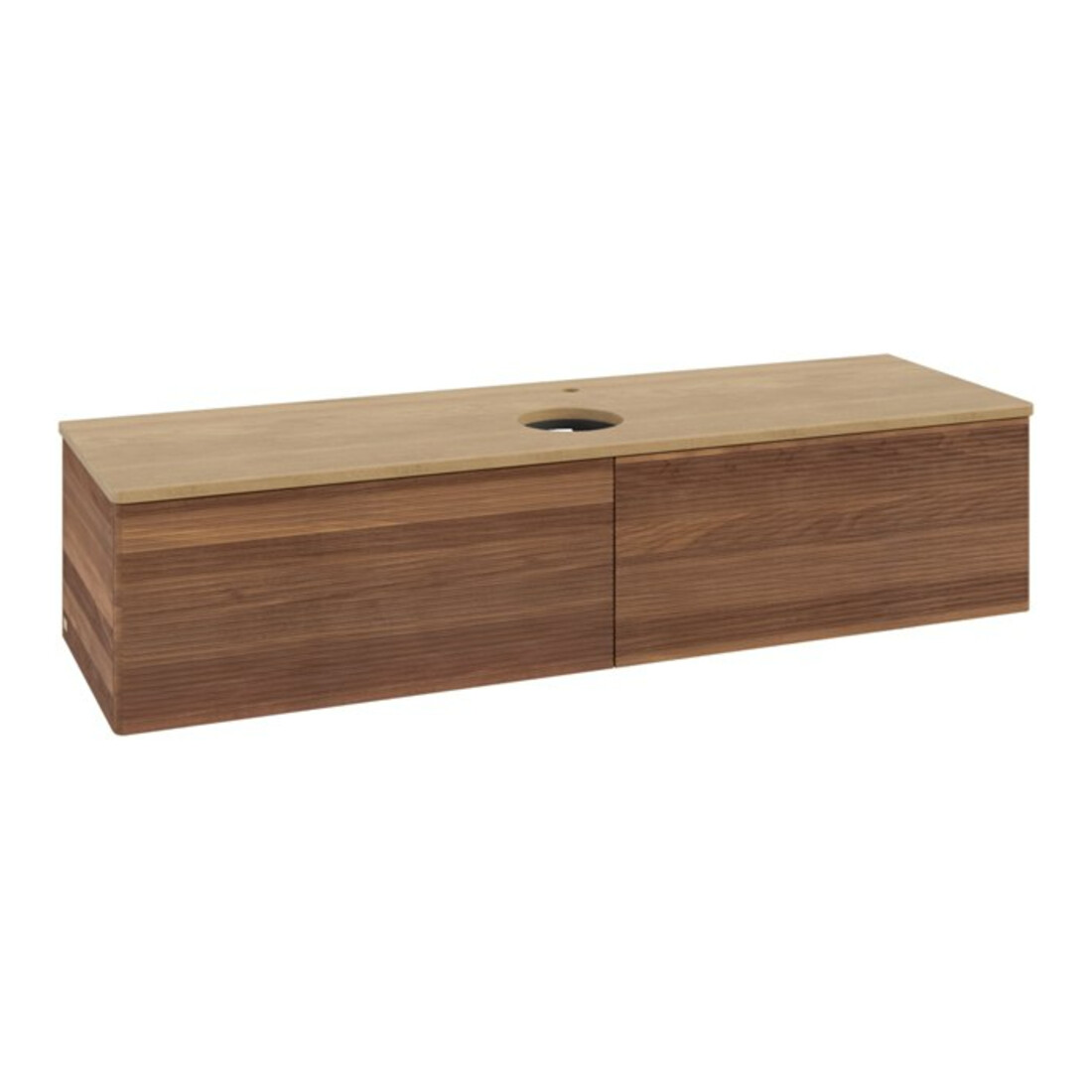 V&B Waschtischunterschrank mit Frontstruktur -Beleuchtung Antao 160x50cm, HL, WBP-farbe hon. Oa, w. wal