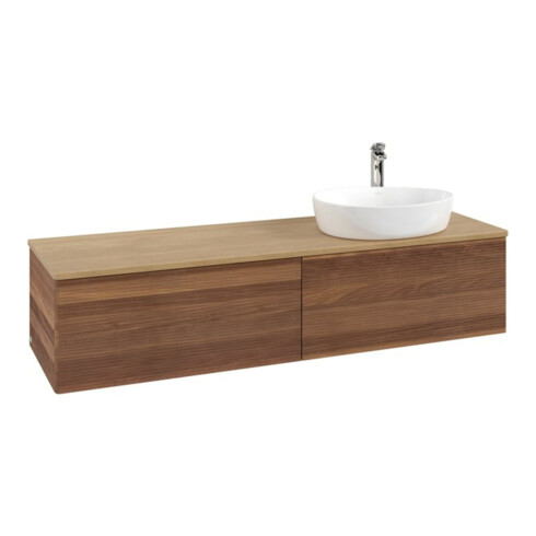 V&B Waschtischunterschrank mit Frontstruktur -Beleuchtung Antao 160x50cm, HL, WBP-farbe hon. Oa, w. wal