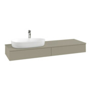 V&B Waschtischunterschrank mit Frontstruktur -Beleuchtung Antao 160x50cm, HL, WBP-farbe Lac, glo wh. Lac