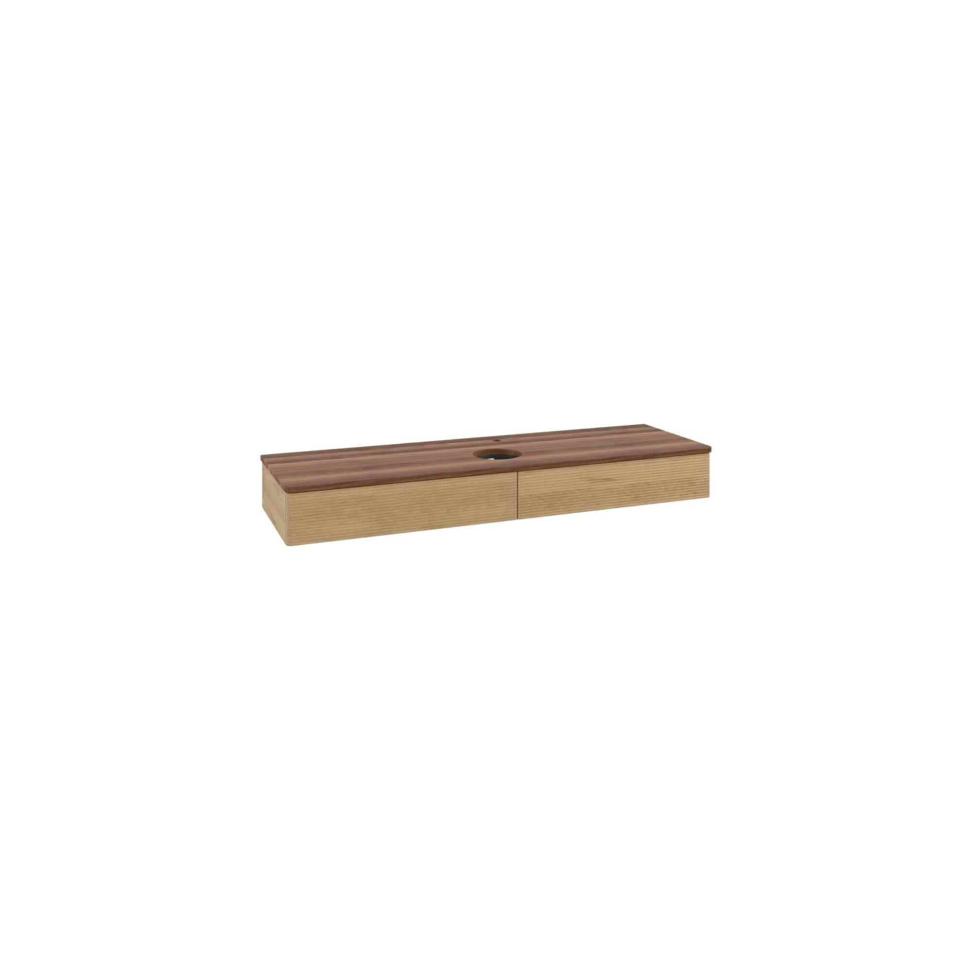 V&B Waschtischunterschrank mit Frontstruktur -Beleuchtung Antao 160x50cm, HL, WBP-farbe w. wal, hon. Oa ; Villeroy & Boch