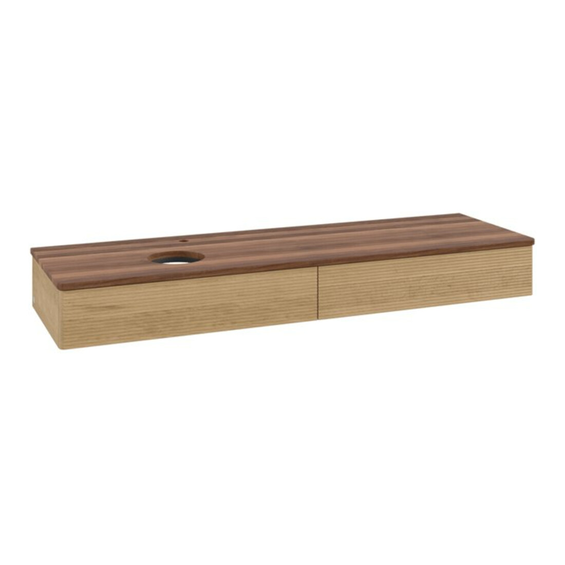 V&B Waschtischunterschrank mit Frontstruktur -Beleuchtung Antao 160x50cm, HL, WBP-farbe w. wal, hon. Oa