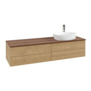 V&B Waschtischunterschrank mit Frontstruktur -Beleuchtung Antao 160x50cm, HL, WBP-farbe w. wal, hon. oak-3