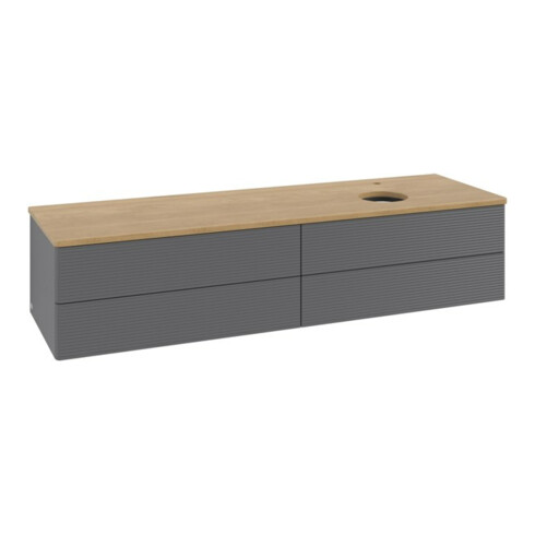 V&B Waschtischunterschrank mit Frontstruktur -Beleuchtung Antao 160x50cm, HL, WBP hon. Oa, A m Lac