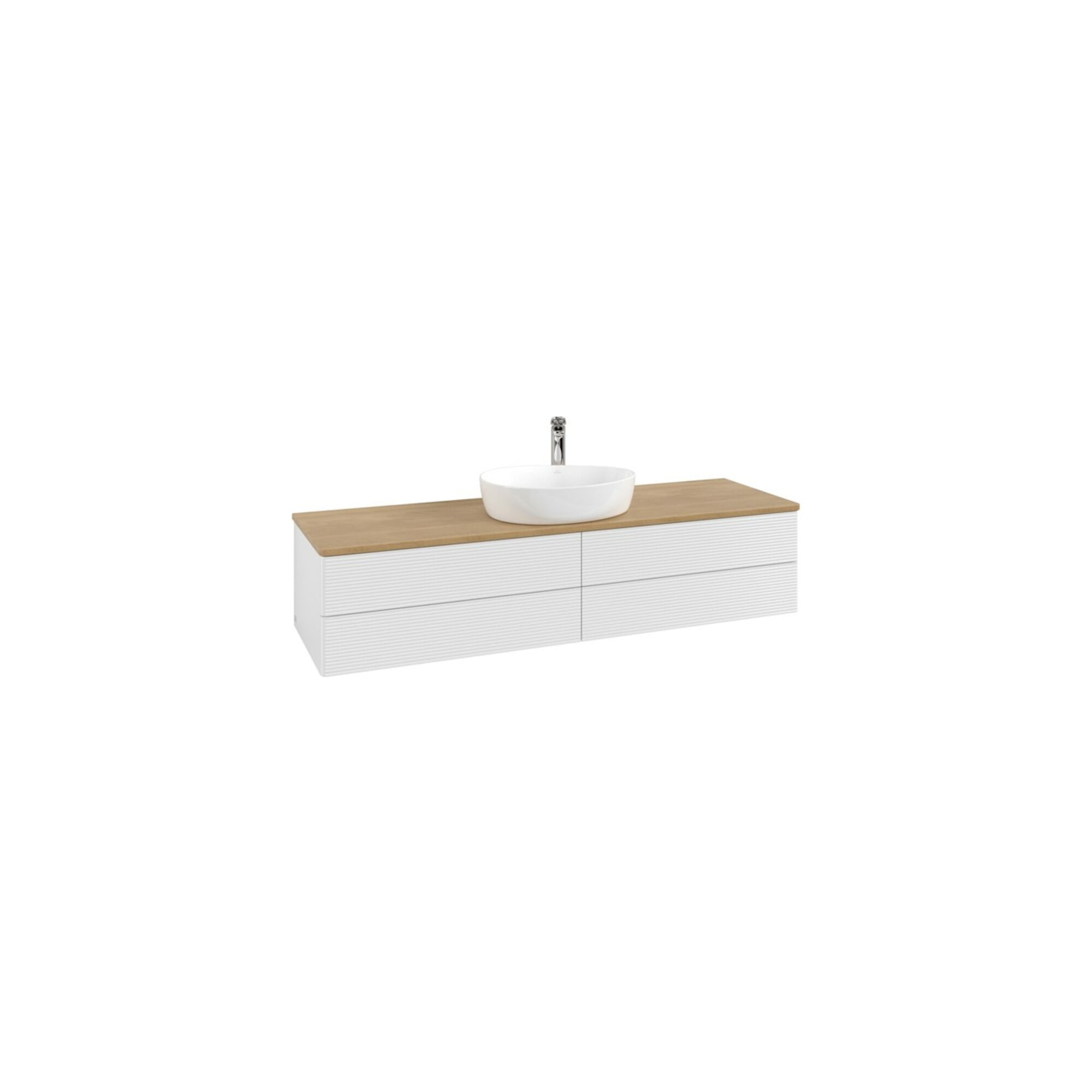 V&B Waschtischunterschrank mit Frontstruktur -Beleuchtung Antao 160x50cm, HL, WBP hon. Oa, glo wh. Lac ; Villeroy & Boch