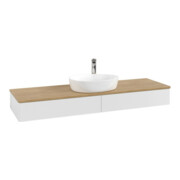 V&B Waschtischunterschrank mit Frontstruktur -Beleuchtung Antao 160x50cm, HL, WBP hon. Oa, glo wh. Lac