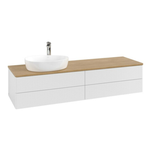 V&B Waschtischunterschrank mit Frontstruktur -Beleuchtung Antao 160x50cm, HL, WBP hon. Oa, glo wh. Lac