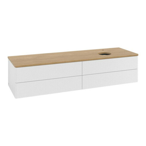V&B Waschtischunterschrank mit Frontstruktur -Beleuchtung Antao 160x50cm, HL, WBP hon. Oa, glo wh. Lac