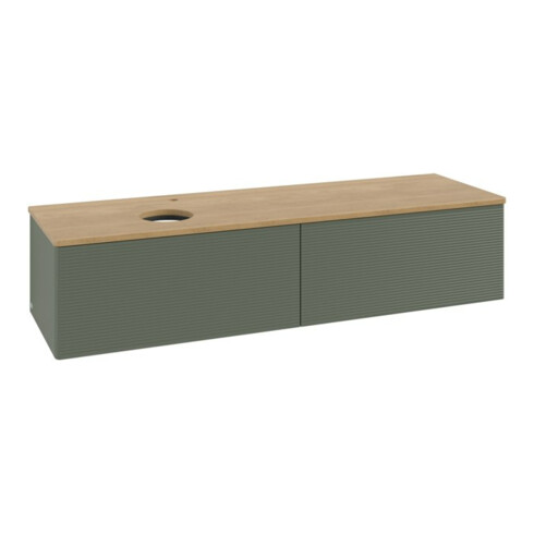 V&B Waschtischunterschrank mit Frontstruktur -Beleuchtung Antao 160x50cm, HL, WBP hon. Oa, le gre. m Lac