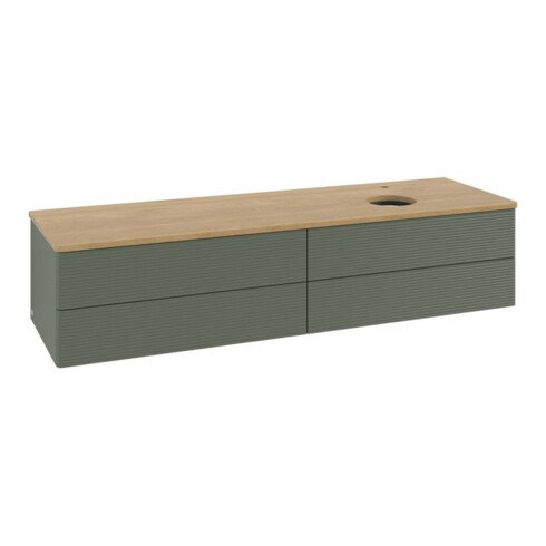 V&B Waschtischunterschrank mit Frontstruktur -Beleuchtung Antao 160x50cm, HL, WBP hon. Oa, le gre. m Lac