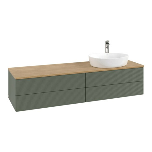 V&B Waschtischunterschrank mit Frontstruktur -Beleuchtung Antao 160x50cm, HL, WBP hon. Oa, le gre. m Lac