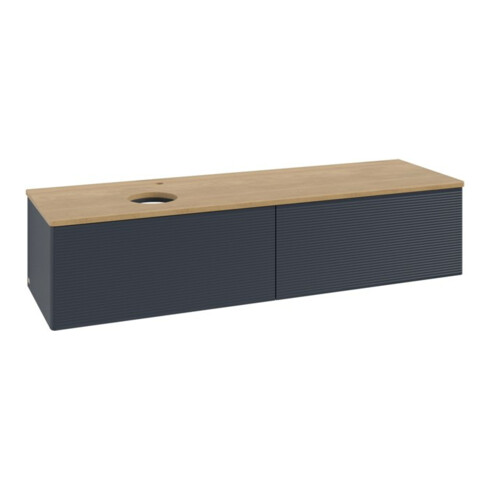 V&B Waschtischunterschrank mit Frontstruktur -Beleuchtung Antao 160x50cm, HL, WBP hon. Oa, md bl. m Lac