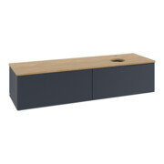 V&B Waschtischunterschrank mit Frontstruktur -Beleuchtung Antao 160x50cm, HL, WBP hon. Oa, md bl. m Lac