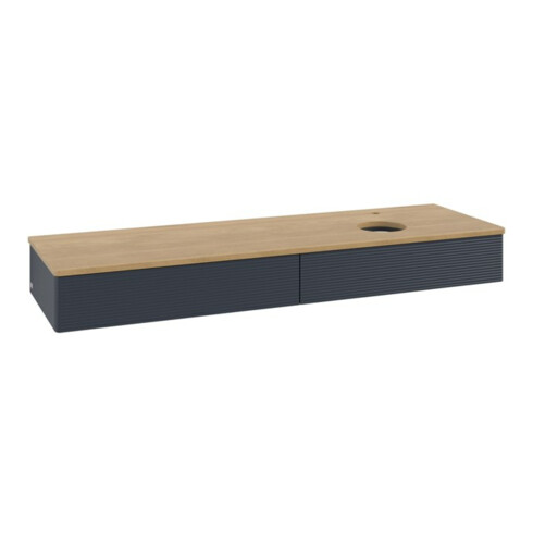 V&B Waschtischunterschrank mit Frontstruktur -Beleuchtung Antao 160x50cm, HL, WBP hon. Oa, md bl. m Lac