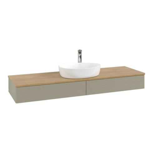 V&B Waschtischunterschrank mit Frontstruktur -Beleuchtung Antao 160x50cm, HL, WBP hon. Oa, st. Gr m Lac