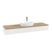 V&B Waschtischunterschrank mit Frontstruktur -Beleuchtung Antao 160x50cm, HL, WBP hon. Oa, wh. m Lac