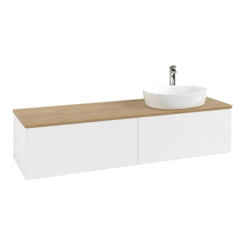 V&B Waschtischunterschrank mit Frontstruktur -Beleuchtung Antao 160x50cm, HL, WBP hon. Oa, wh. m Lac