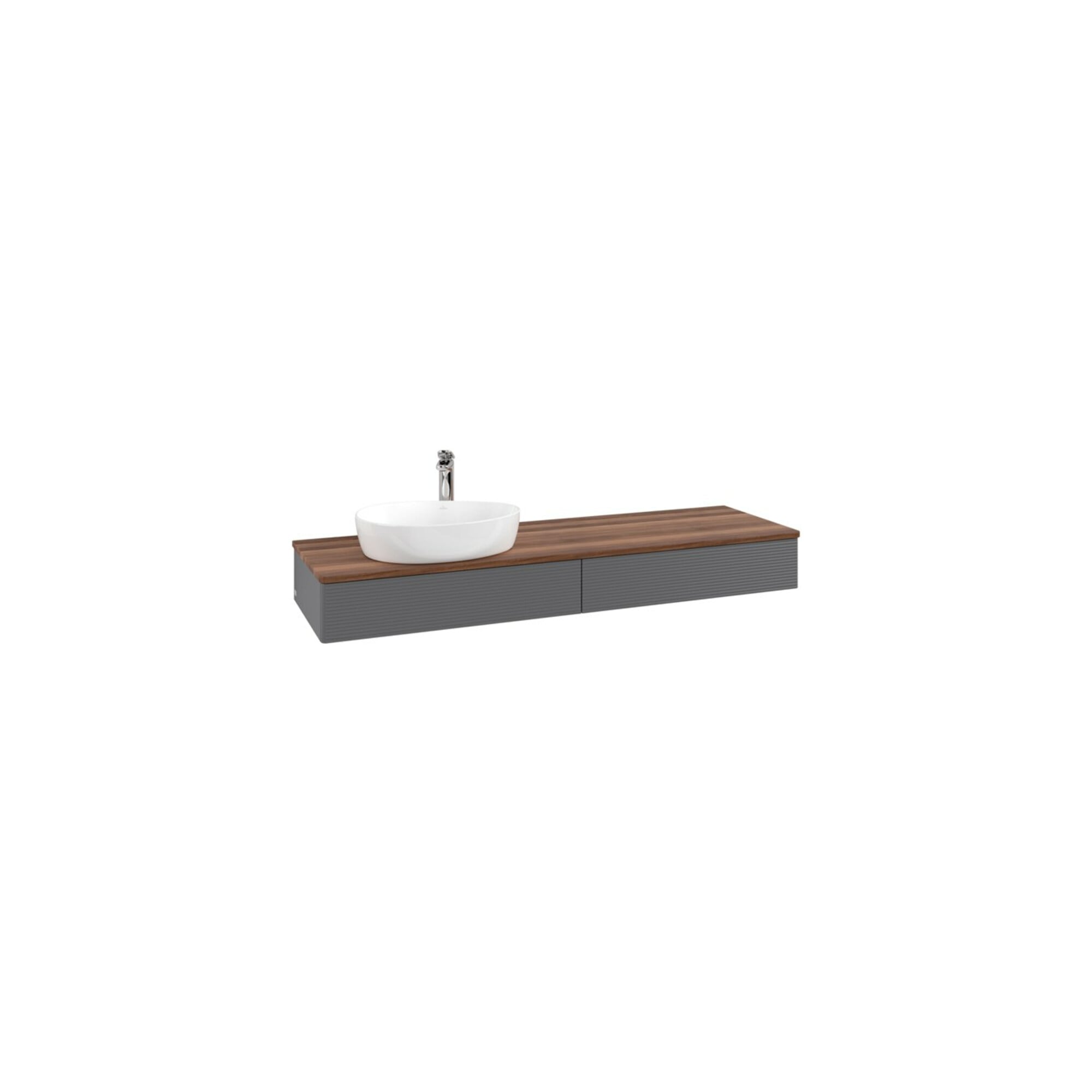 V&B Waschtischunterschrank mit Frontstruktur -Beleuchtung Antao 160x50cm, HL, WBP w. wal, Anthrac. m Lac ; Villeroy & Boch