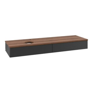 V&B Waschtischunterschrank mit Frontstruktur -Beleuchtung Antao 160x50cm, HL, WBP w. wal, bla m Lac