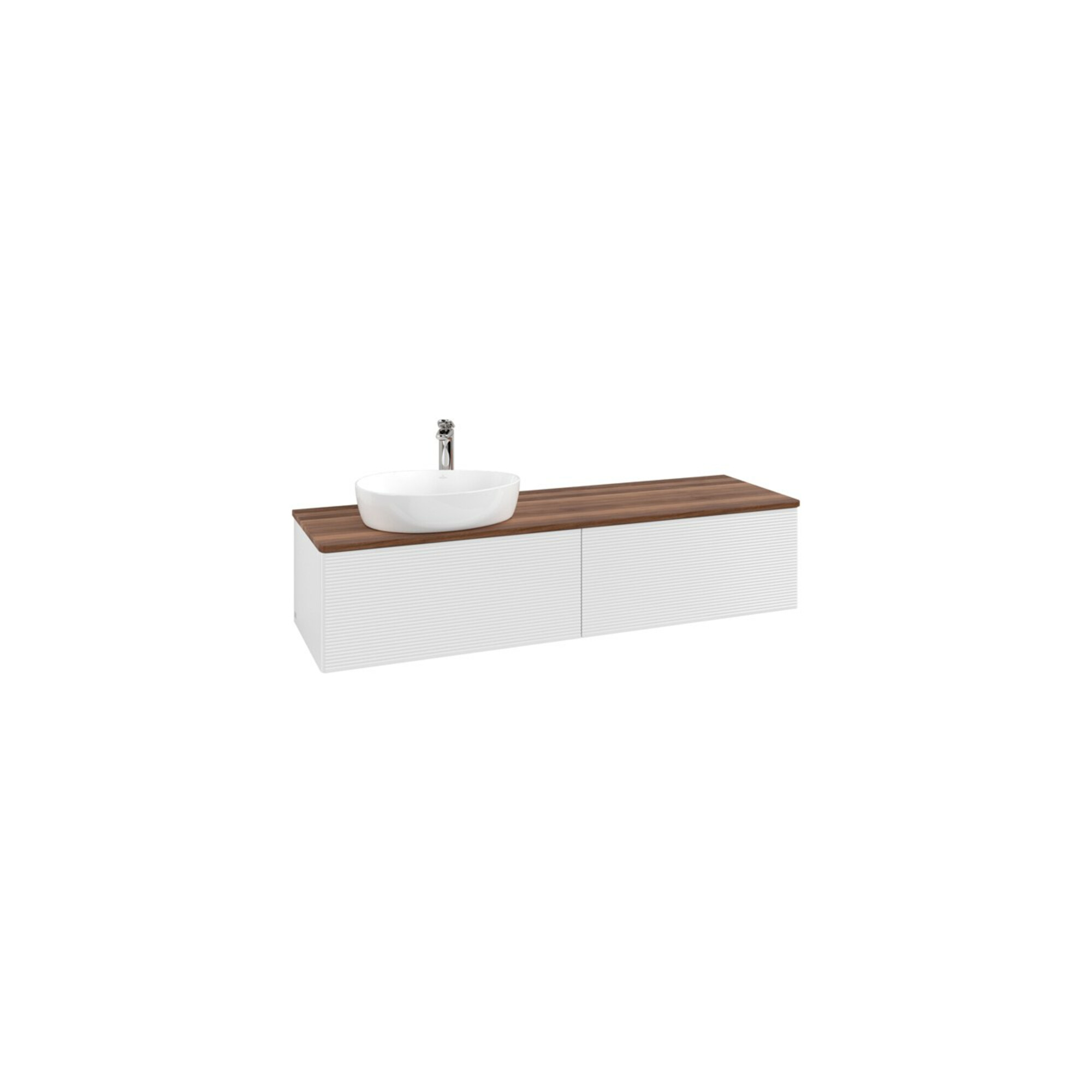V&B Waschtischunterschrank mit Frontstruktur -Beleuchtung Antao 160x50cm, HL, WBP w. wal, glo wh. Lac ; Villeroy & Boch