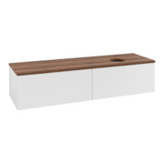 V&B Waschtischunterschrank mit Frontstruktur -Beleuchtung Antao 160x50cm, HL, WBP w. wal, glo wh. Lac