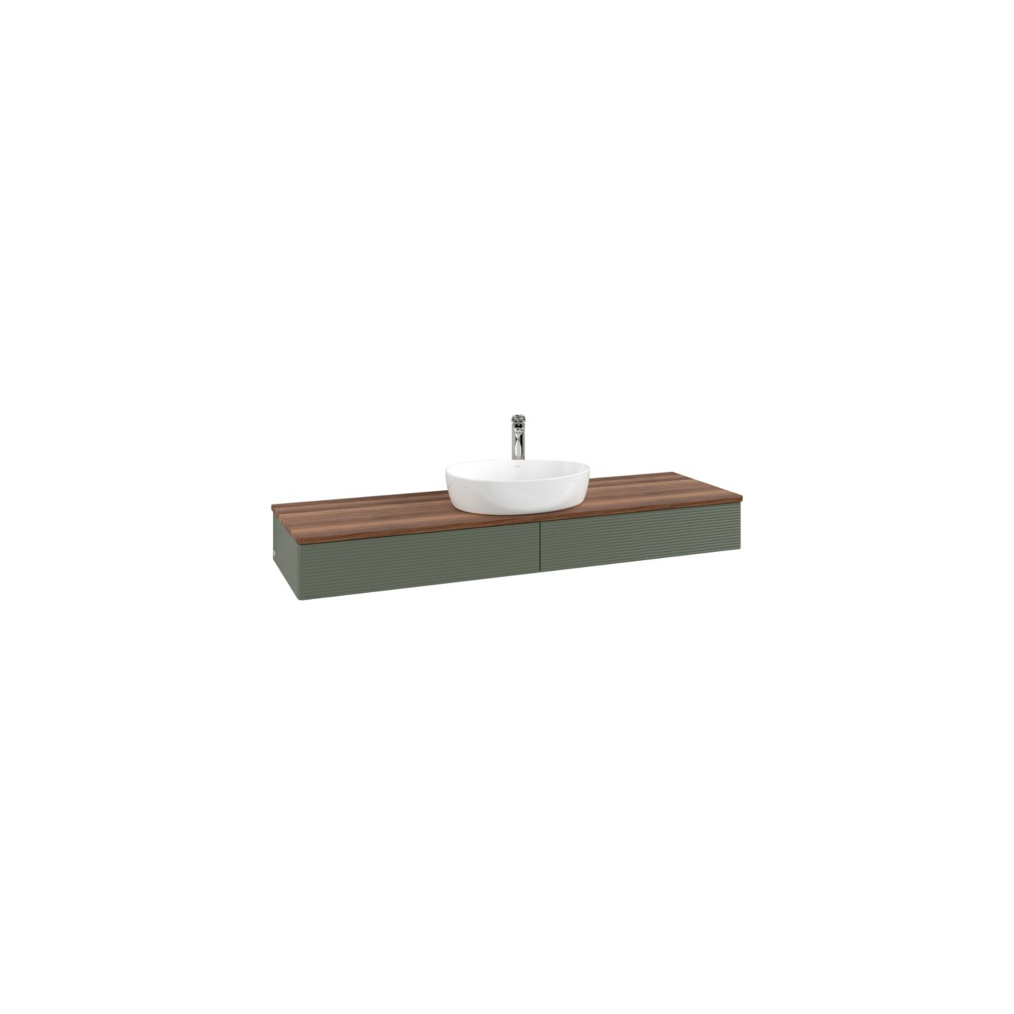V&B Waschtischunterschrank mit Frontstruktur -Beleuchtung Antao 160x50cm, HL, WBP w. wal, lea gre. m Lac ; Villeroy & Boch
