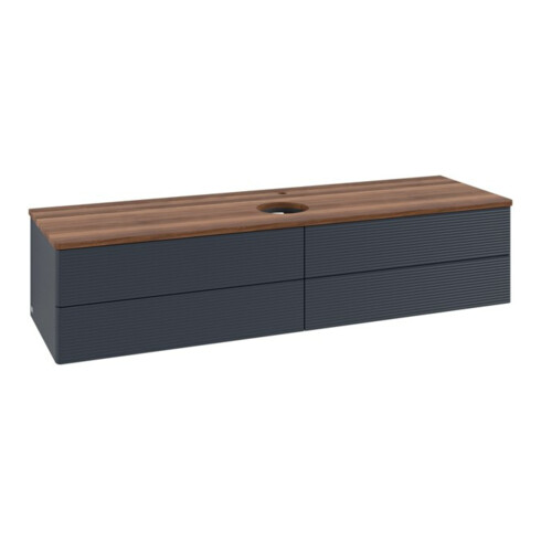 V&B Waschtischunterschrank mit Frontstruktur -Beleuchtung Antao 160x50cm, HL, WBP w. wal, md bl. m Lac