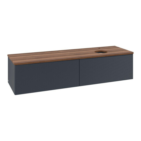 V&B Waschtischunterschrank mit Frontstruktur -Beleuchtung Antao 160x50cm, HL, WBP w. wal, md bl. m Lac