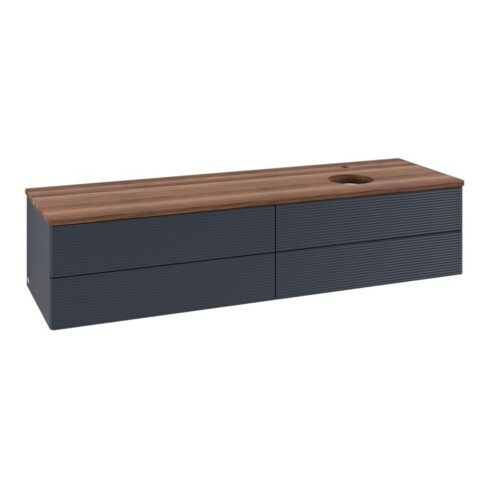 V&B Waschtischunterschrank mit Frontstruktur -Beleuchtung Antao 160x50cm, HL, WBP w. wal, md bl. m Lac