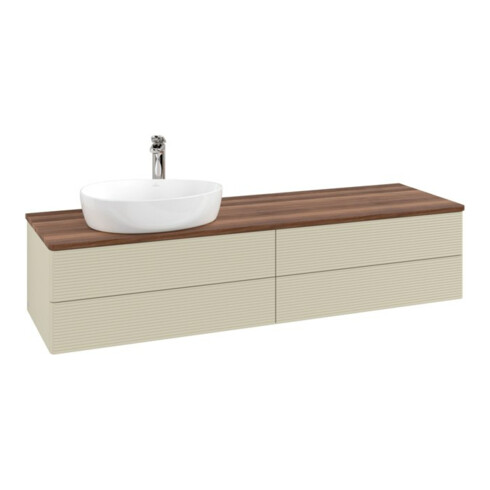 V&B Waschtischunterschrank mit Frontstruktur -Beleuchtung Antao 160x50cm, HL, WBP w. wal, si Gr m Lac