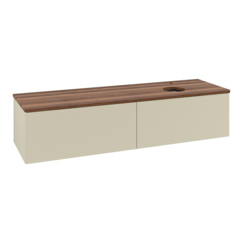 V&B Waschtischunterschrank mit Frontstruktur -Beleuchtung Antao 160x50cm, HL, WBP w. wal, si Gr m Lac