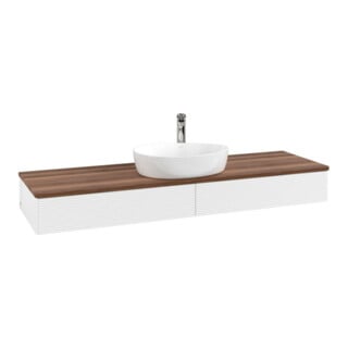 V&B Waschtischunterschrank mit Frontstruktur -Beleuchtung Antao 160x50cm, HL, WBP w. wal, wh. m Lac