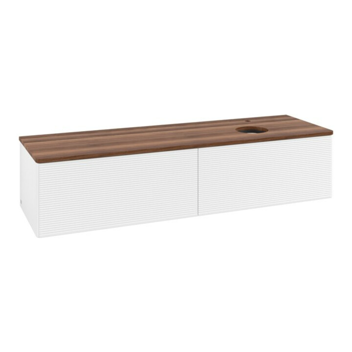 V&B Waschtischunterschrank mit Frontstruktur -Beleuchtung Antao 160x50cm, HL, WBP w. wal, wh. m Lac