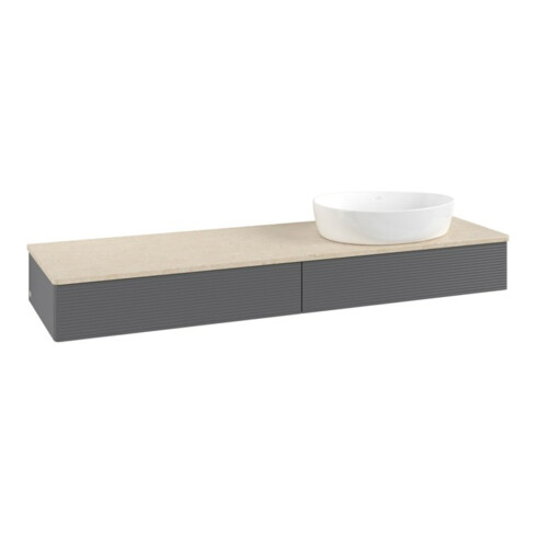 V&B Waschtischunterschrank mit Frontstruktur -Beleuchtung Antao 160x50cm, WBP botti., Anthrac. m Lac