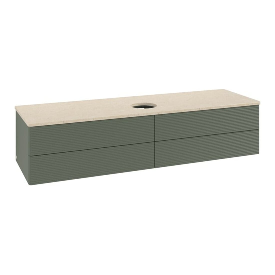 V&B Waschtischunterschrank mit Frontstruktur -Beleuchtung Antao 160x50cm, WBP botti., lea gre. m Lac