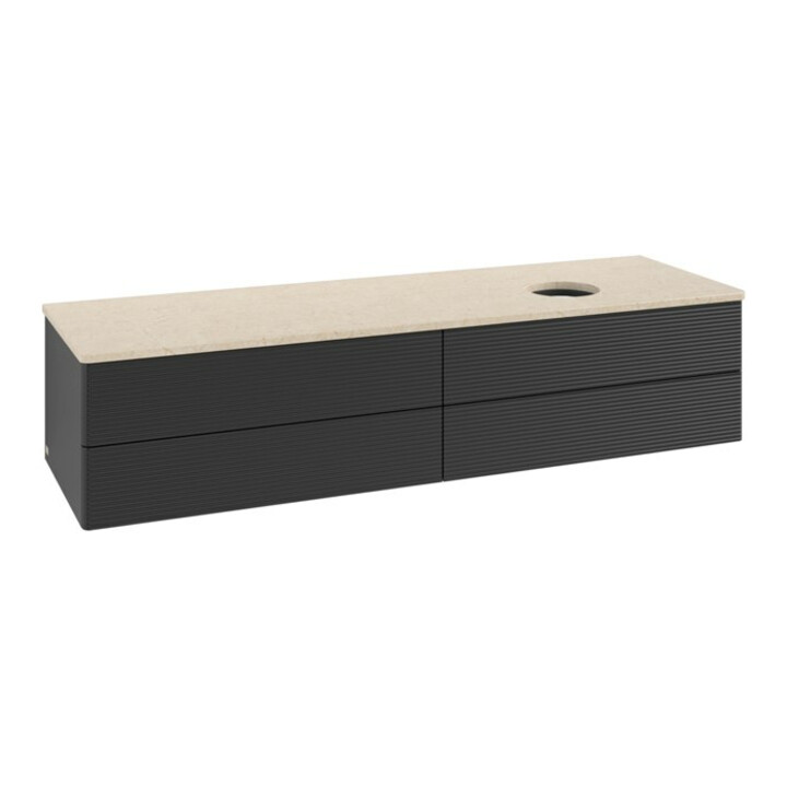 V&B Waschtischunterschrank mit Frontstruktur -Beleuchtung Antao 160x50cm, WBP-farbe botti., bla m Lac