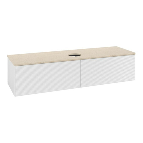 V&B Waschtischunterschrank mit Frontstruktur -Beleuchtung Antao 160x50cm, WBP-farbe botti., glo wh. Lac