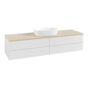 V&B Waschtischunterschrank mit Frontstruktur -Beleuchtung Antao 160x50cm, WBP-farbe botti., glo wh. Lac