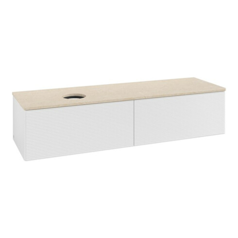 V&B Waschtischunterschrank mit Frontstruktur -Beleuchtung Antao 160x50cm, WBP-farbe botti., glo wh. Lac